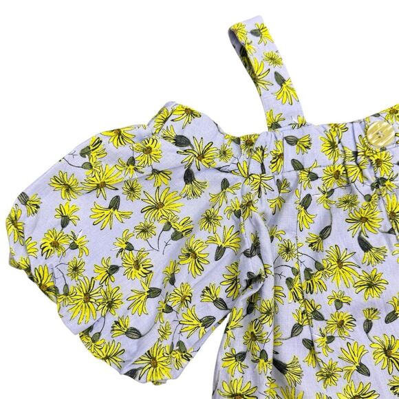 ZARA Girls Daisy Floral Blouse Top Size 11-12 Off The Shoulder Puff Sleeves - Picture 3 of 8